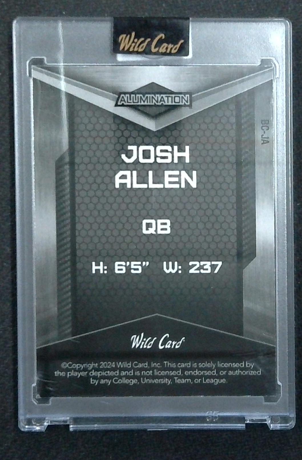 Josh Allen 2024 Wild Card Alumination /40 Buffalo Bills