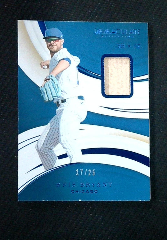 2020 IMMACULATE KRIS BRYANT GAME USED BAT RELIC BLUE SP #'D 17/25 CHICAGO CUBS