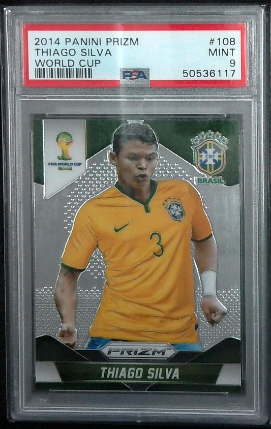 Panini Prizm World Cup Soccer 2014 #108 Thiago Silva PSA 9 Mint