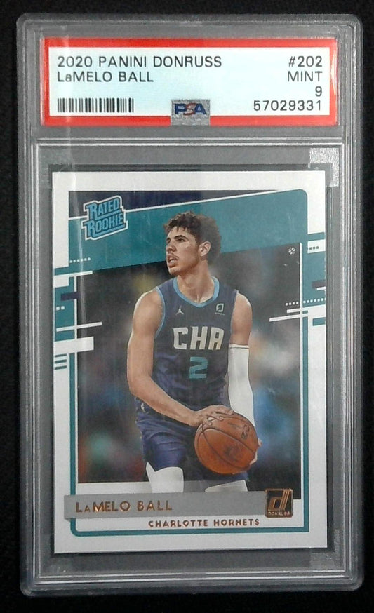 Lamelo Ball 2020-21 Panini Donruss Rated Rookie RC #202 PSA 9 Mint Hornets