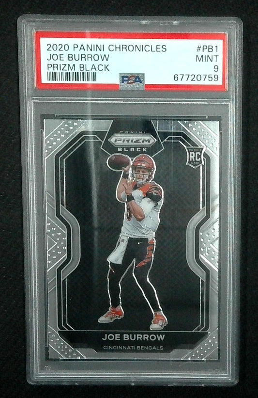 2020 Panini Chronicles Prizm Black JOE BURROW RC Rookie PSA 9