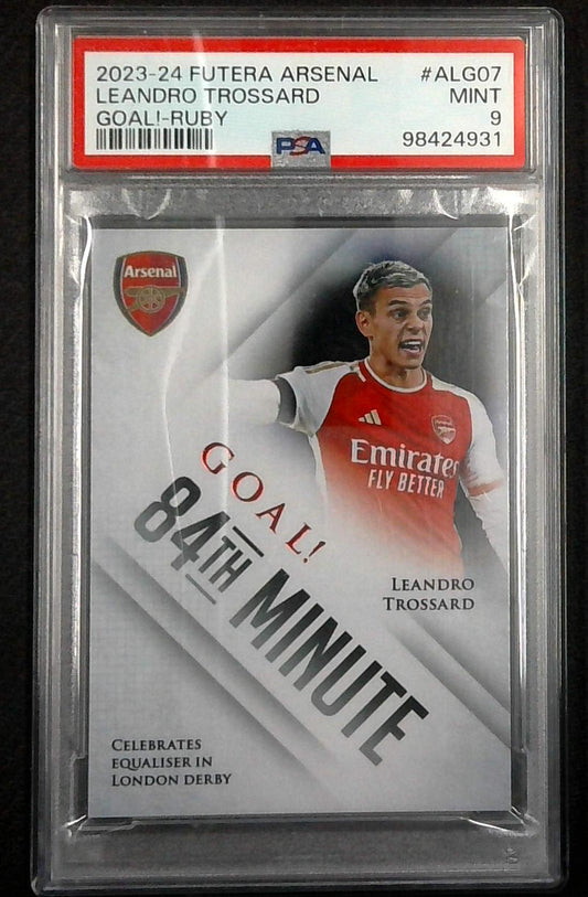2023/24 Futera Arsenal Football Club Leandro Trossard Goal Ruby /10 PSA 9