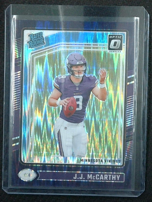 2024 Donruss Optic JJ McCARTHY #235 Rated Rookie Purple Shock Prizm Vikings RC