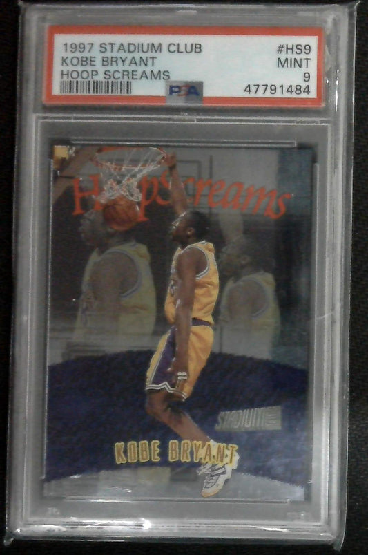 1997-98 Stadium Club Hoop Screams #HS9 Kobe Bryant Los Angeles Lakers PSA 9 Mint