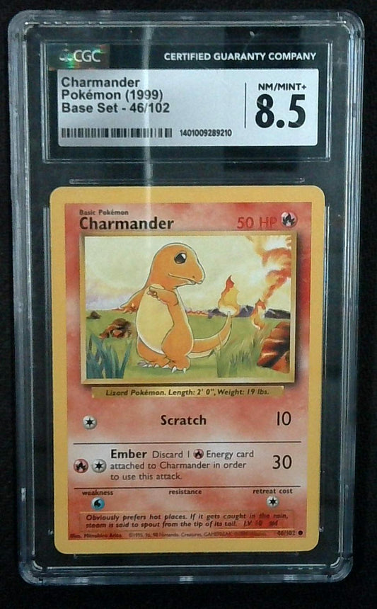 Charmander Pokemon (1999) Base Set #46/102 CGC 8.5 NM/MINT+