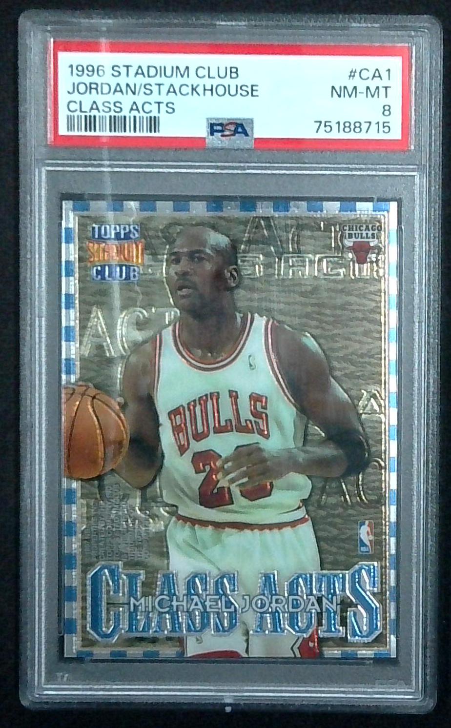 1996 Topps Stadium Club MICHAEL JORDAN / JERRY STACKHOUSE Class Acts PSA 8
