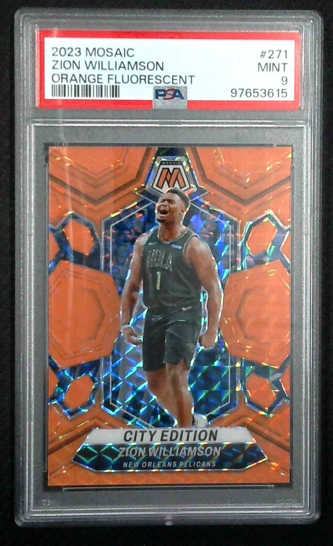 2023 Mosaic Zion Williamson City Edition Orange Fluorescent /25 SP PSA MT 9