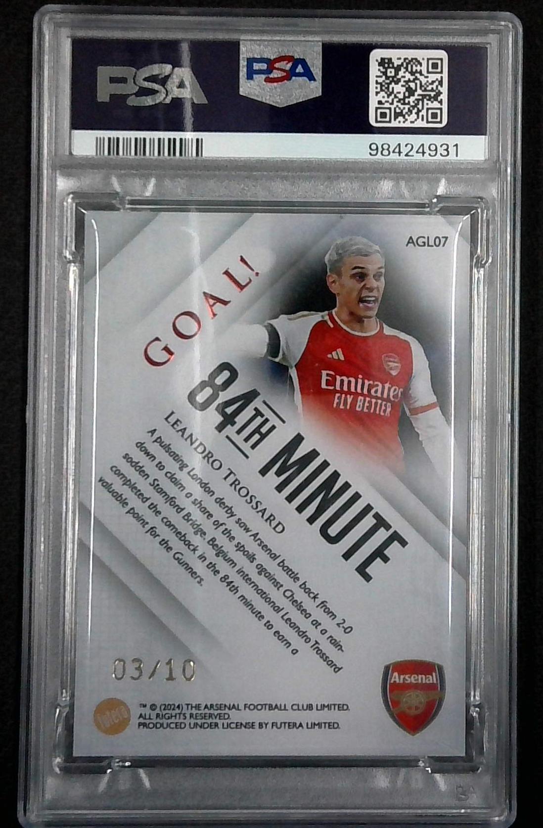 2023/24 Futera Arsenal Football Club Leandro Trossard Goal Ruby /10 PSA 9