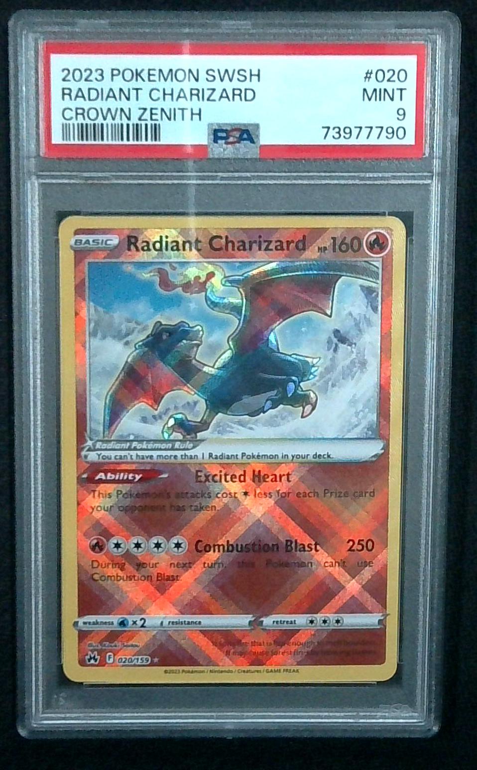 Pokemon Radiant Charizard 020/159 Crown Zenith Holo PSA 9