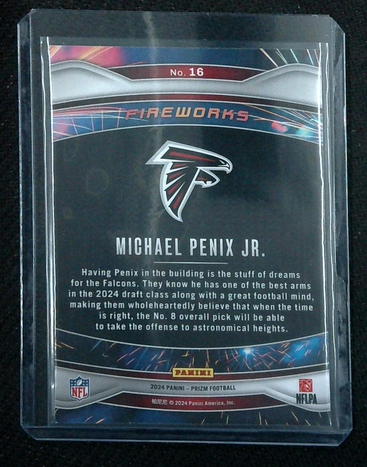 Michael Penix Jr. 2024 Prizm #16 Fireworks Insert RC Rookie Falcons