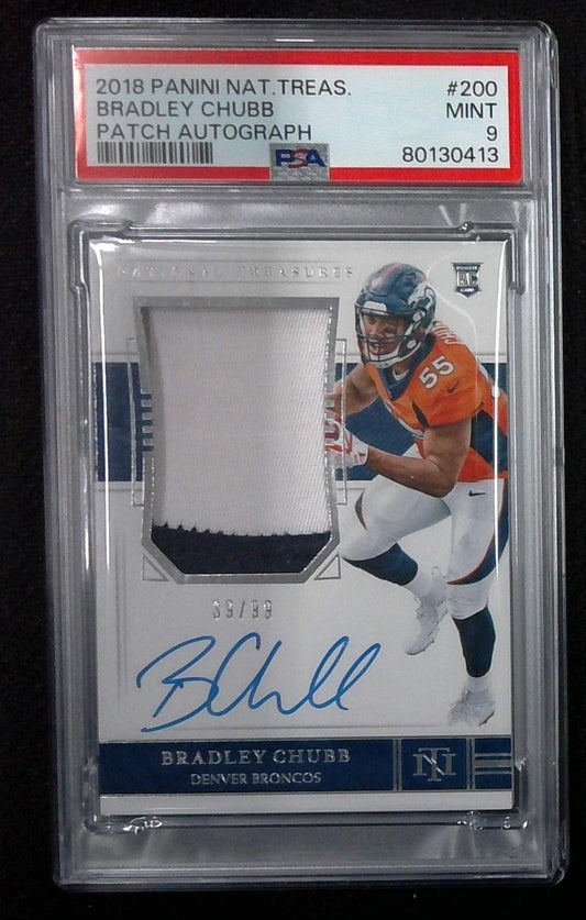 2018 PANINI NATIONAL TREASURES #200 BRADLEY CHUBB ROOKIE PATCH AUTO RPA RC /99 PSA 9