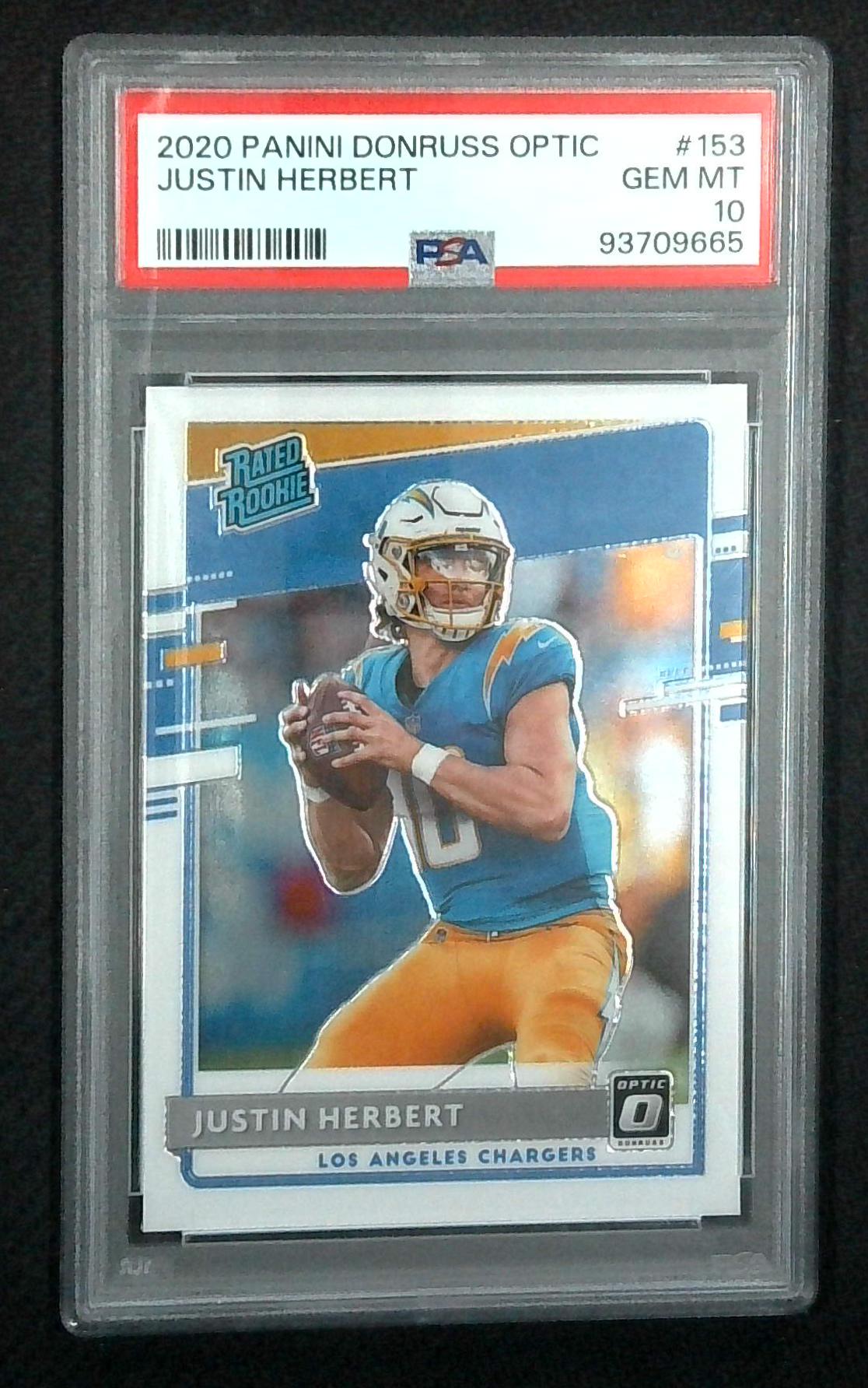 2020 Donruss Optic #153 Justin Herbert Chargers RC Rookie PSA 10 GEM MINT