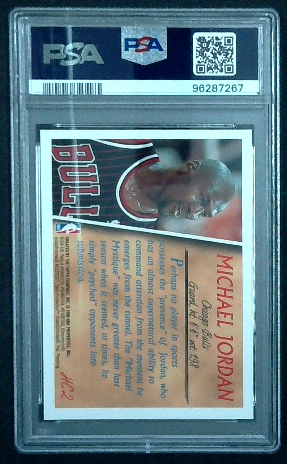 1996 Topps Holding Court w/ Coating Michael Jordan #HC2 PSA 8 NM-MT