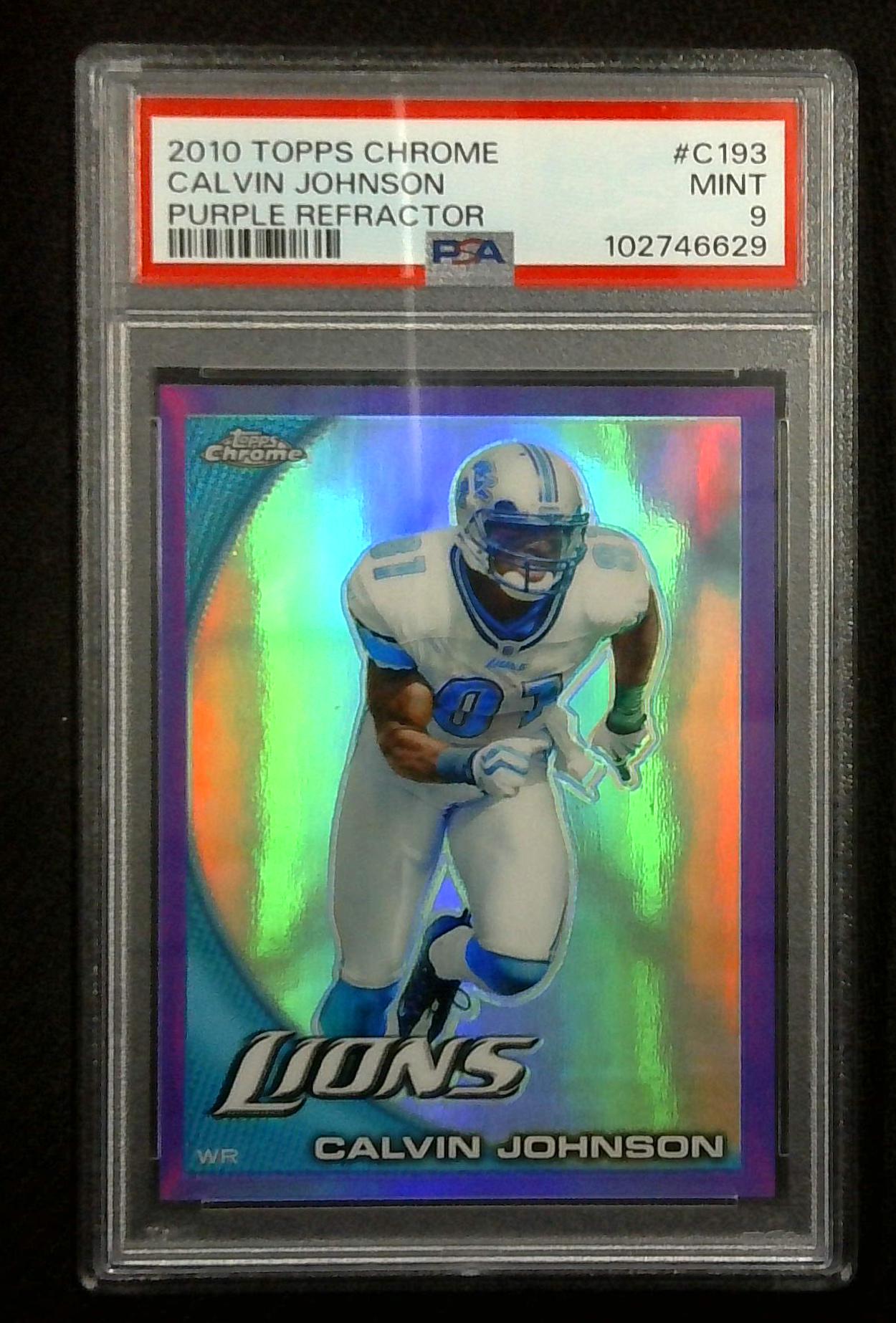 2010 Topps Chrome Calvin Johnson Purple Refractor PSA 9