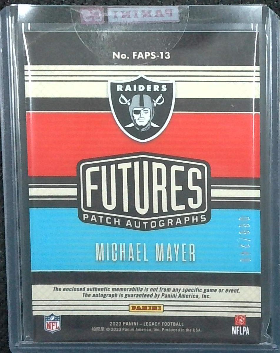 2023 Legacy Michael Mayer RPA Rookie Patch Auto /249