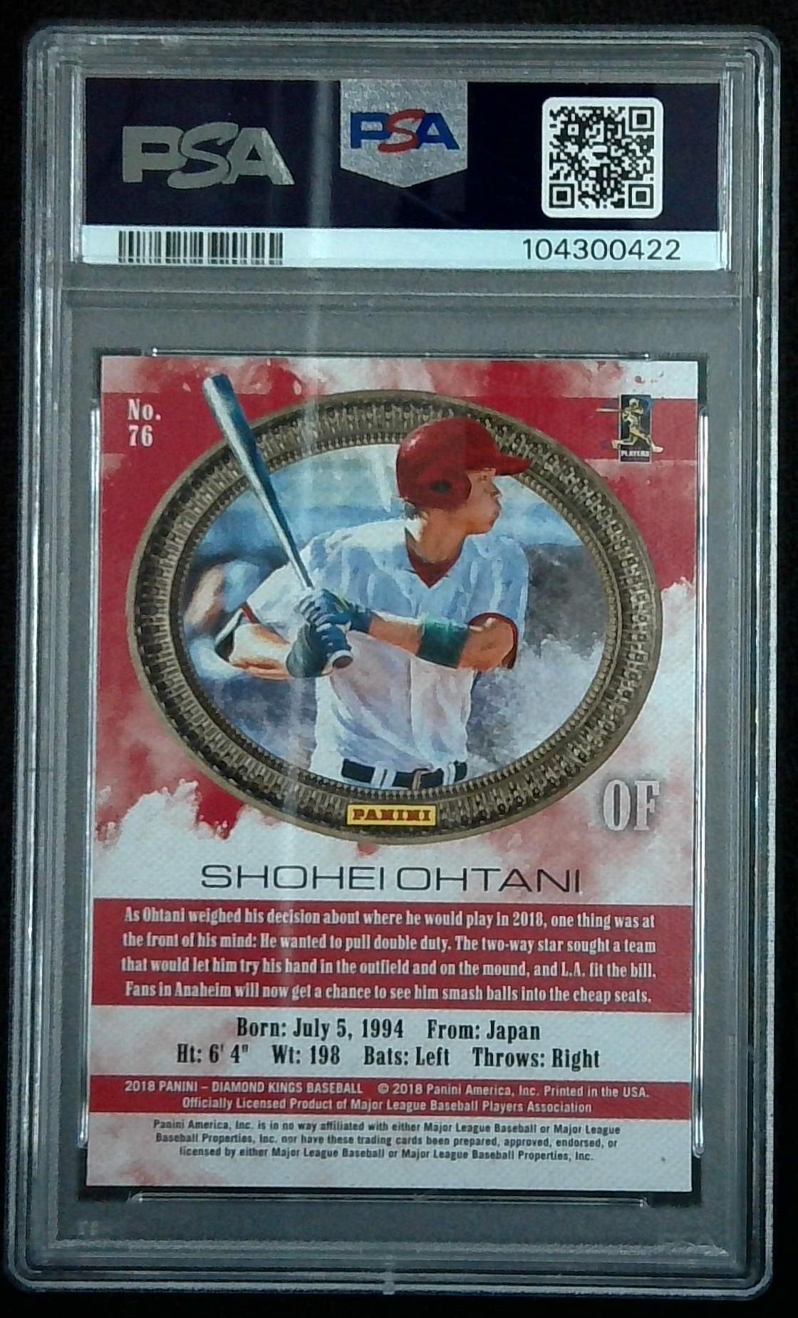 2018 Panini Diamond Kings Shohei Ohtani Rookie PSA 9