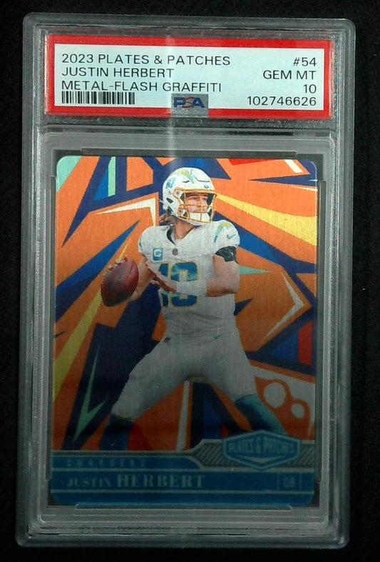 2023 Plates & Patches Justin Herbert Metal Flash Graffiti PSA 10