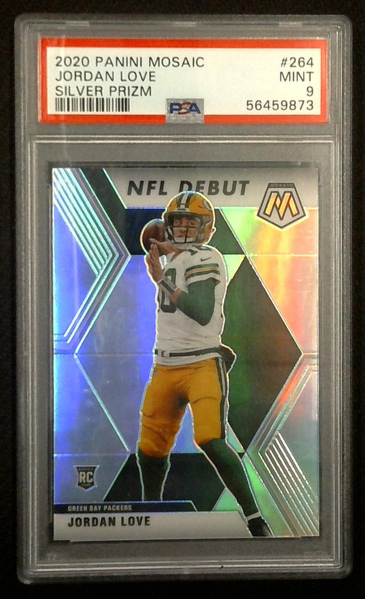 2020 Mosaic Jordan Love Silver Prizm NFL Debut Rookie RC #264 PSA 9 MINT Packers