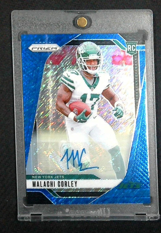 2024 Prizm Football FOTL Malachi Corley Blue Shimmer Rookie Auto /25 No.369
