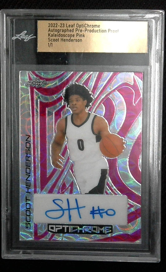 Scoot Henderson 2022-23 Leaf OptiChrome Auto Pink Pre-Production Proof #1/1 RC (Leaf)