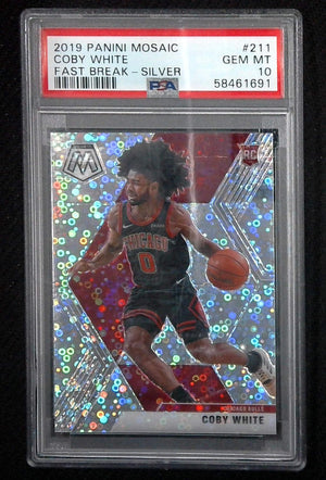 2019 Panini Mosaic Fast Break Silver Coby White ROOKIE #211 PSA 10 GEM MINT