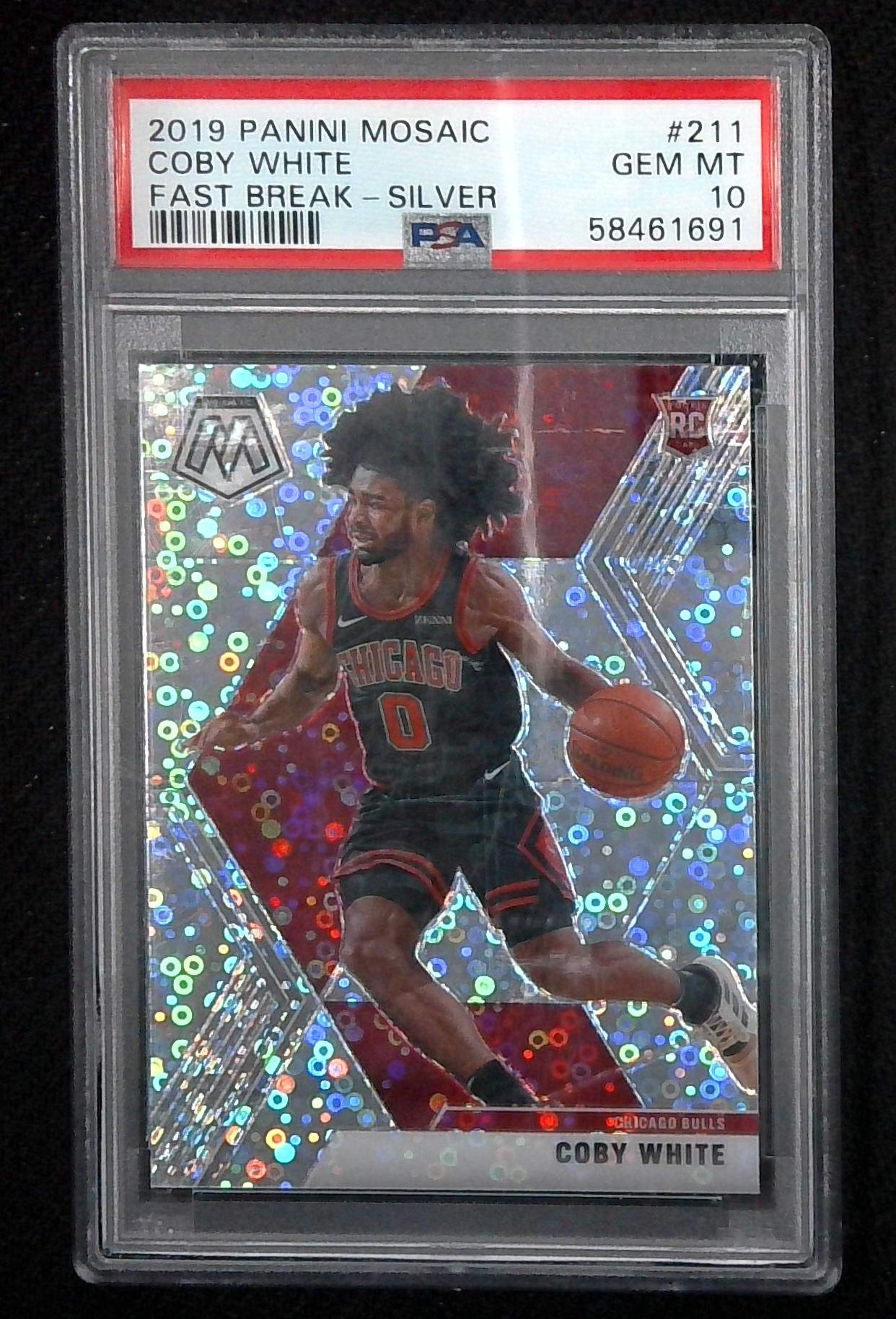 2019 Panini Mosaic Fast Break Silver Coby White ROOKIE #211 PSA 10 GEM MINT