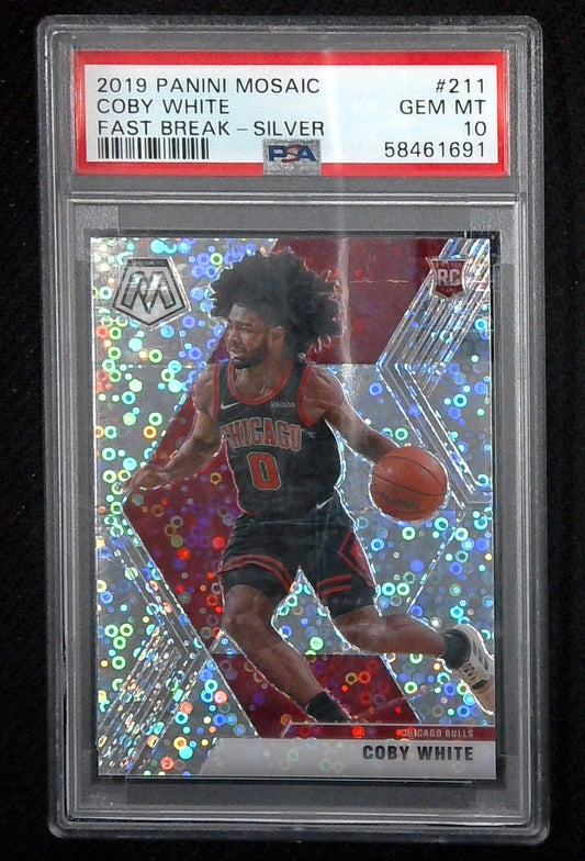 2019 Panini Mosaic Fast Break Silver Coby White ROOKIE #211 PSA 10 GEM MINT
