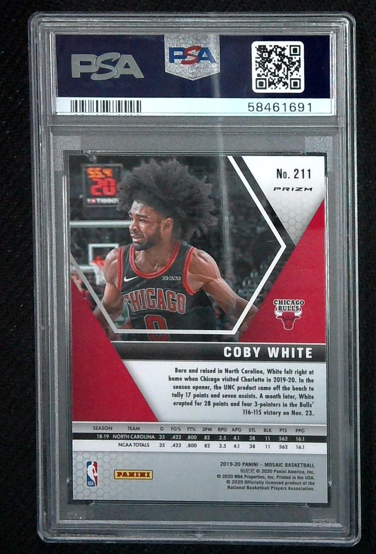 2019 Panini Mosaic Fast Break Silver Coby White ROOKIE #211 PSA 10 GEM MINT