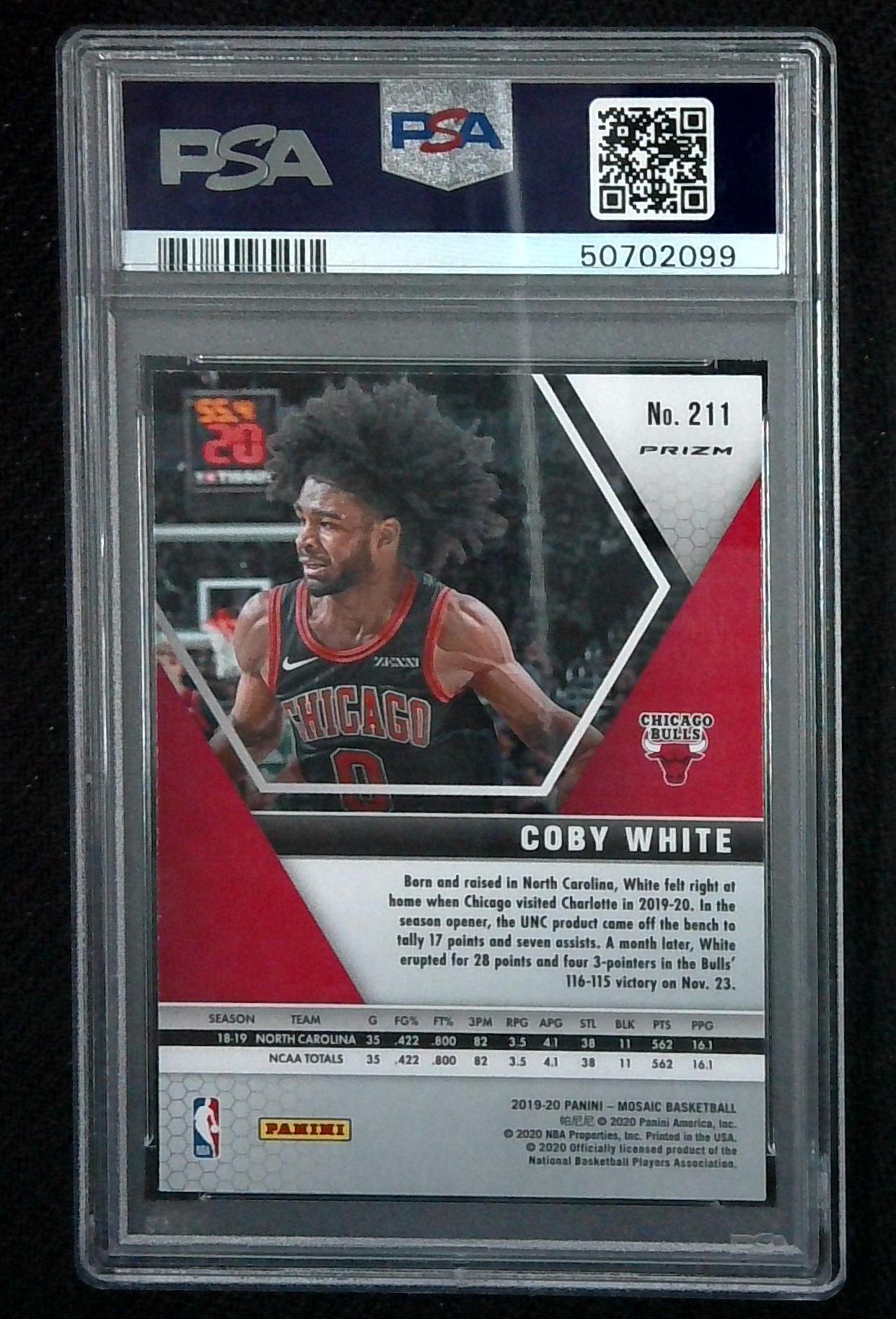 2019 Panini Mosaic Reactive Orange #211 Coby White RC Rookie PSA 10