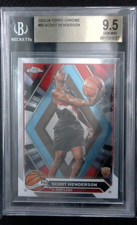 2023-24 TOPPS CHROME SCOOT HENDERSON RC BGS 9.5