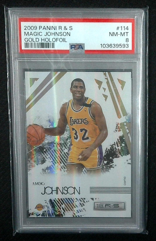 2009 Rookies and Stars Earvin Magic Johnson Gold Holofoil #114 PSA 8