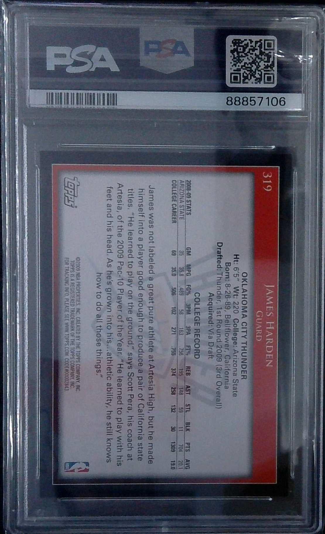 2009 Topps James Harden Rookie PSA 8.5