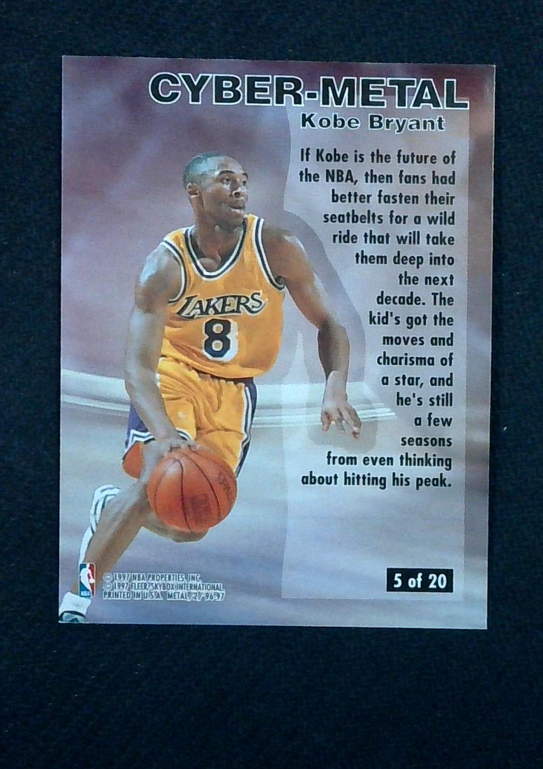 1996 Skybox Metal Kobe Bryant Cyber Rookie RC #5 Lakers