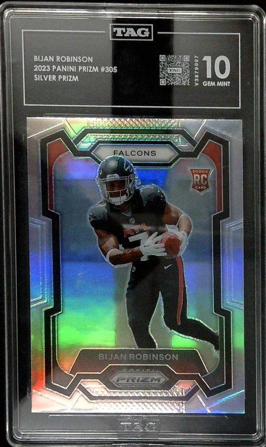 2023 Panini Prizm Bijan Robinson Silver Prizm Rookie TAG 10