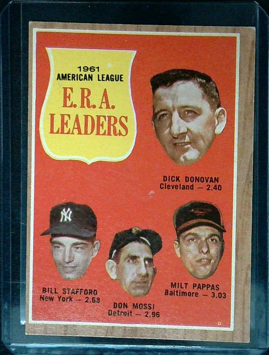 1962 Topps AL ERA Leaders (Stafford/Mossi/Donovan/Pappas) #55