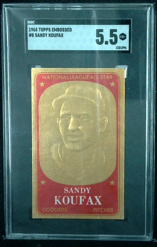 1965 Topps Embossed SGC 5.5 SANDY KOUFAX #8 HOF Dodgers