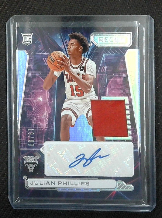 JULIAN PHILLIPS 2023-24 Panini Recon AUTO Jersey Patch /99 RPA! Rookie Bulls
