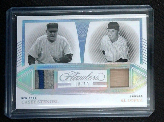 2023 Panini Flawless Dual Legends Material Casey Stengel Al Lopez 10/10 Patch Bat Relic