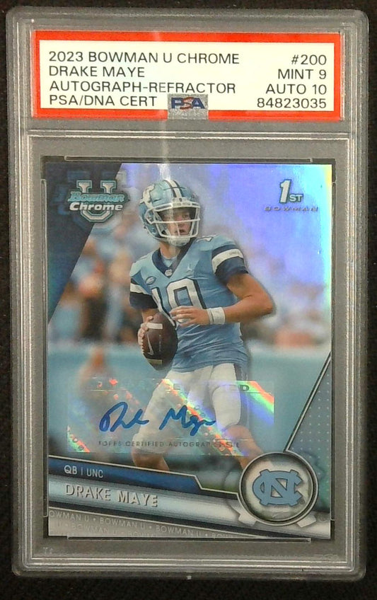 DRAKE MAYE 2023 BOWMAN U CHROME #200 AUTO REFRACTOR 033/499 PSA 9