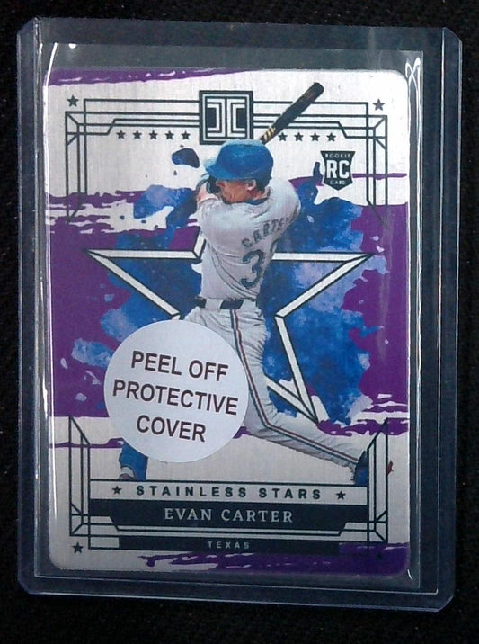 2024 Panini Impeccable Evan Carter Stainless Stars Rookie RC /25 Rangers