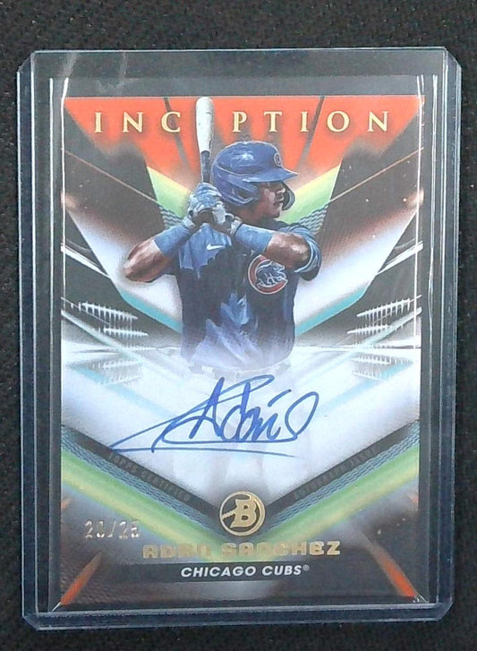 2023 Bowman Inception Adan Sanchez Orange Foil Prospect Auto /25 Cubs