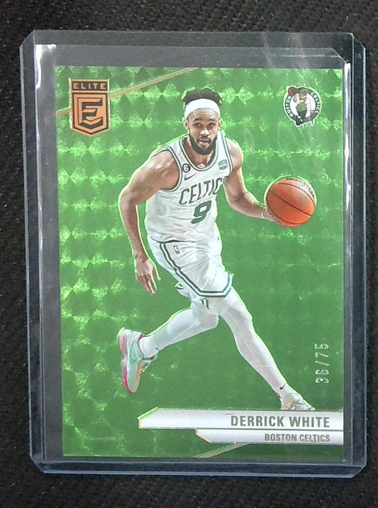 2023-24 Panini Donruss Elite Derrick White /75 Base Neon Green No.64