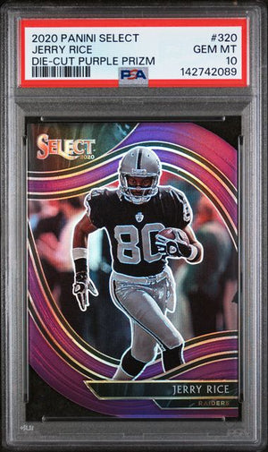 2020 PANINI SELECT #320 JERRY RICE DIE-CUT PURPLE PRIZM PSA 10