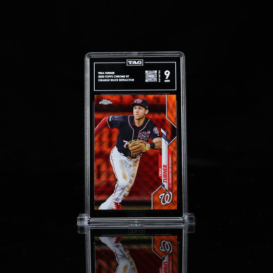 2020 Topps Chrome Trea Turner Orange Wave Refractor /25 TAG 9