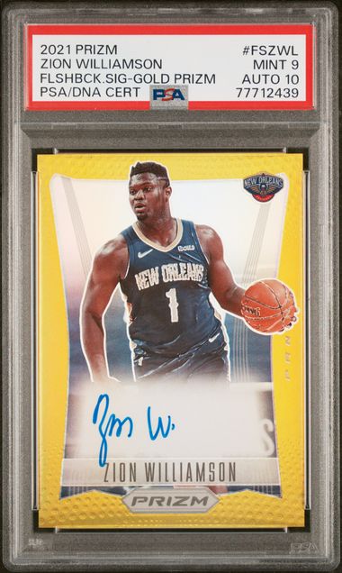 2021 PANINI PRIZM FLASHBACK SIGNATURES ZION WILLIAMSON GOLD PRIZM PSA 9