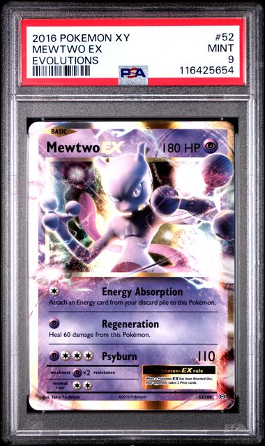 2016 POKEMON XY EVOLUTIONS #52 MEWTWO EX EVOLUTIONS PSA 9