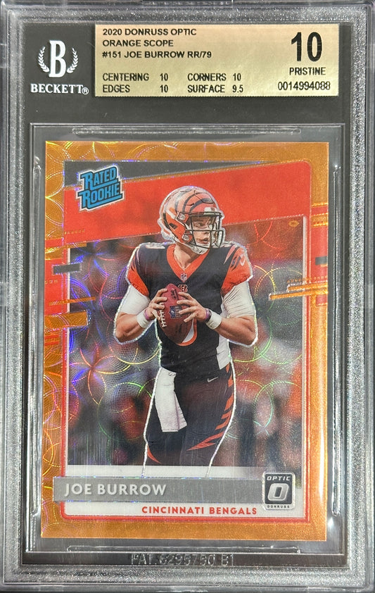 2020 Optic Joe Burrow Rated Rookie Orange Scope /79 BGS 10 Prestine