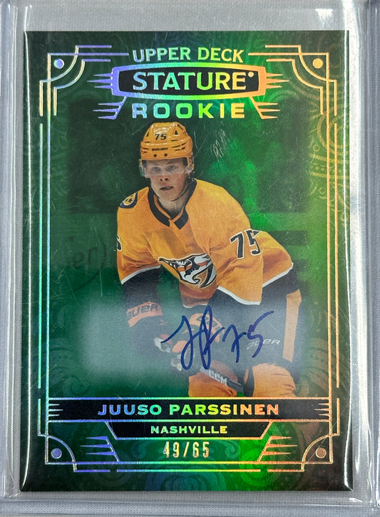 2022/23 Upper Deck Stature Juuso Parssinen Rookie Auto 49/65