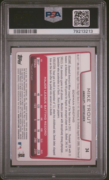 2012 BOWMAN #34 MIKE TROUT PSA 9
