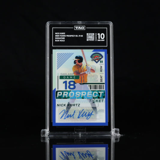 NICK KURTZ 2024 PANINI PROSPECT EDITION #143 SIGNATURES BLUE HOLO AUTO /149 TAG 10